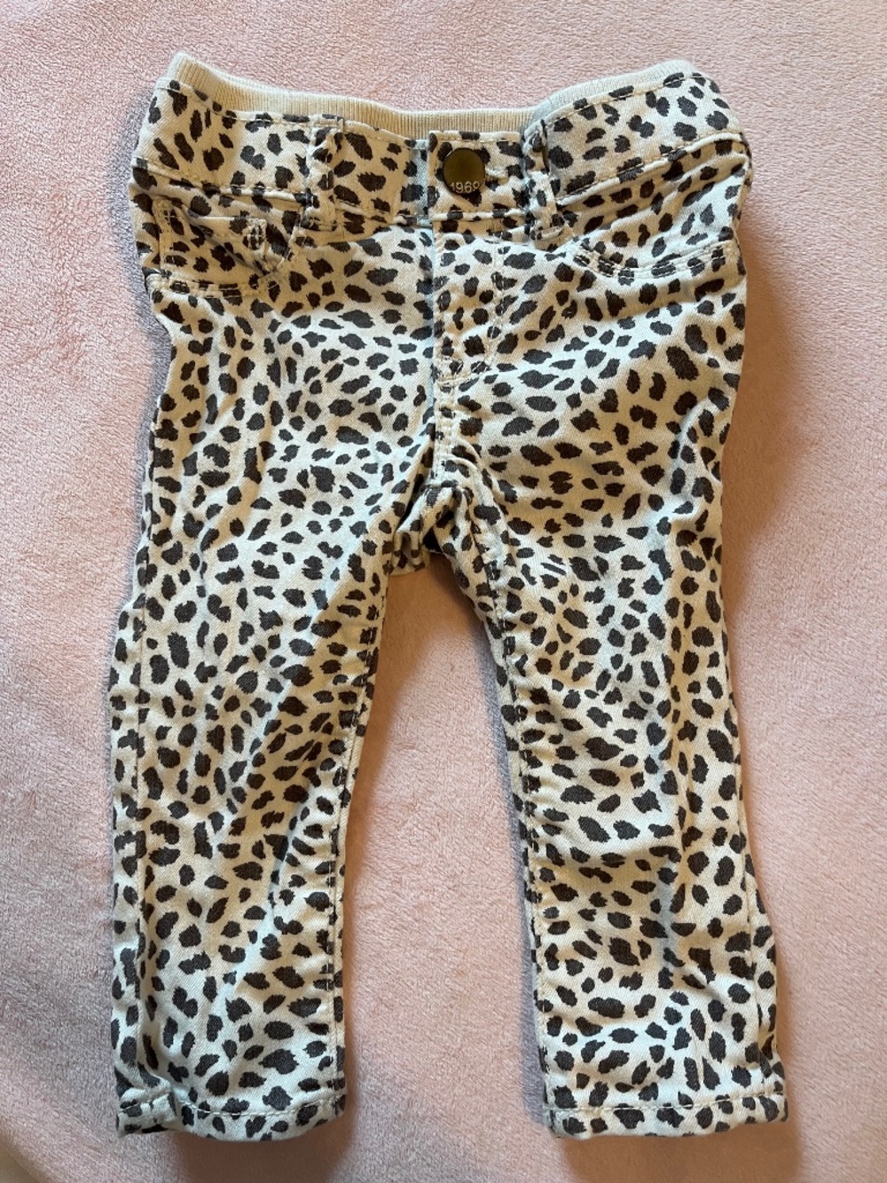 Baby Gap Girls White Leopard Print Jeans 12-18 Monthd